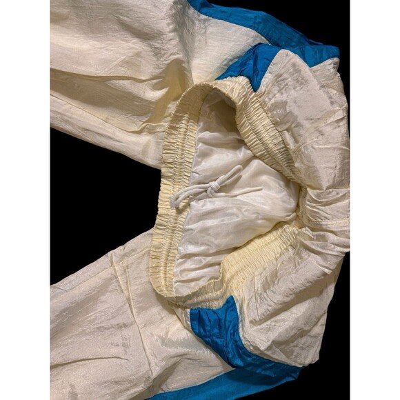 Vtg 90s Y2k sportswear Nylon Blue Track Sweatpants Color block white blue S - Picture 4 of 13